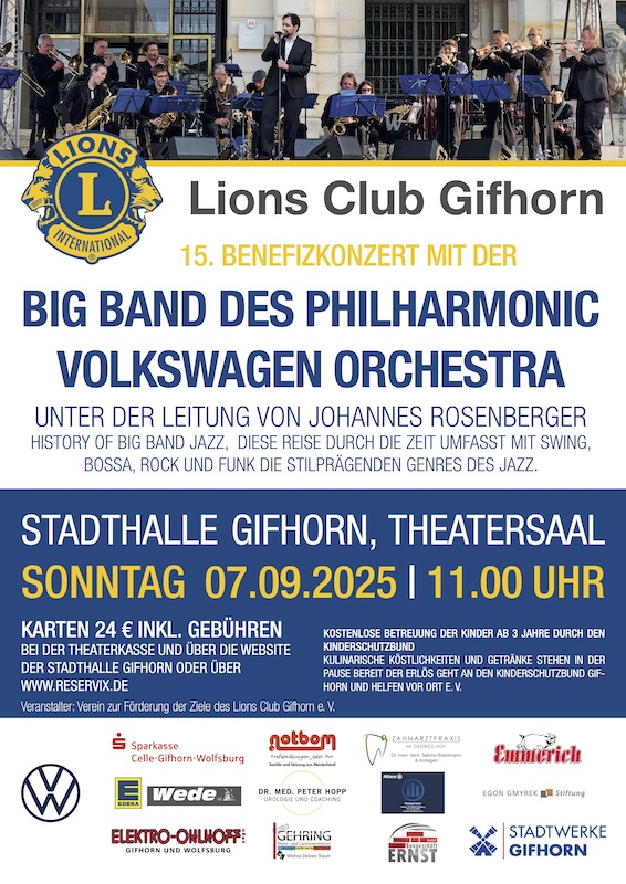 15. Benefizkonzert des Lions Club Gifhorn